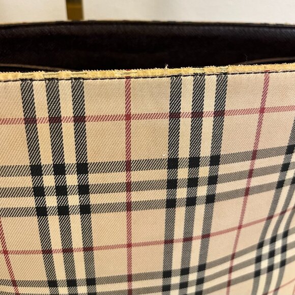 Burberry House Check and Brown Leather Shoulder Bag - Picture 11 of 16